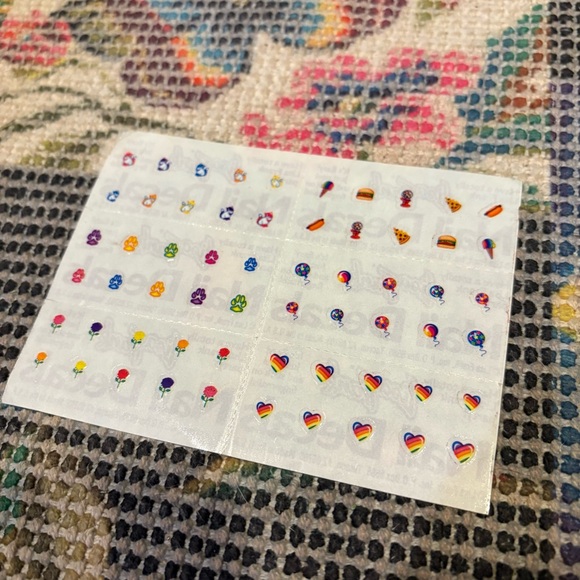 Lisa Frank Other - Lisa Frank Vintage Colorful Sticker Nail Decals Balloons Cats Hearts Flowers 6ct